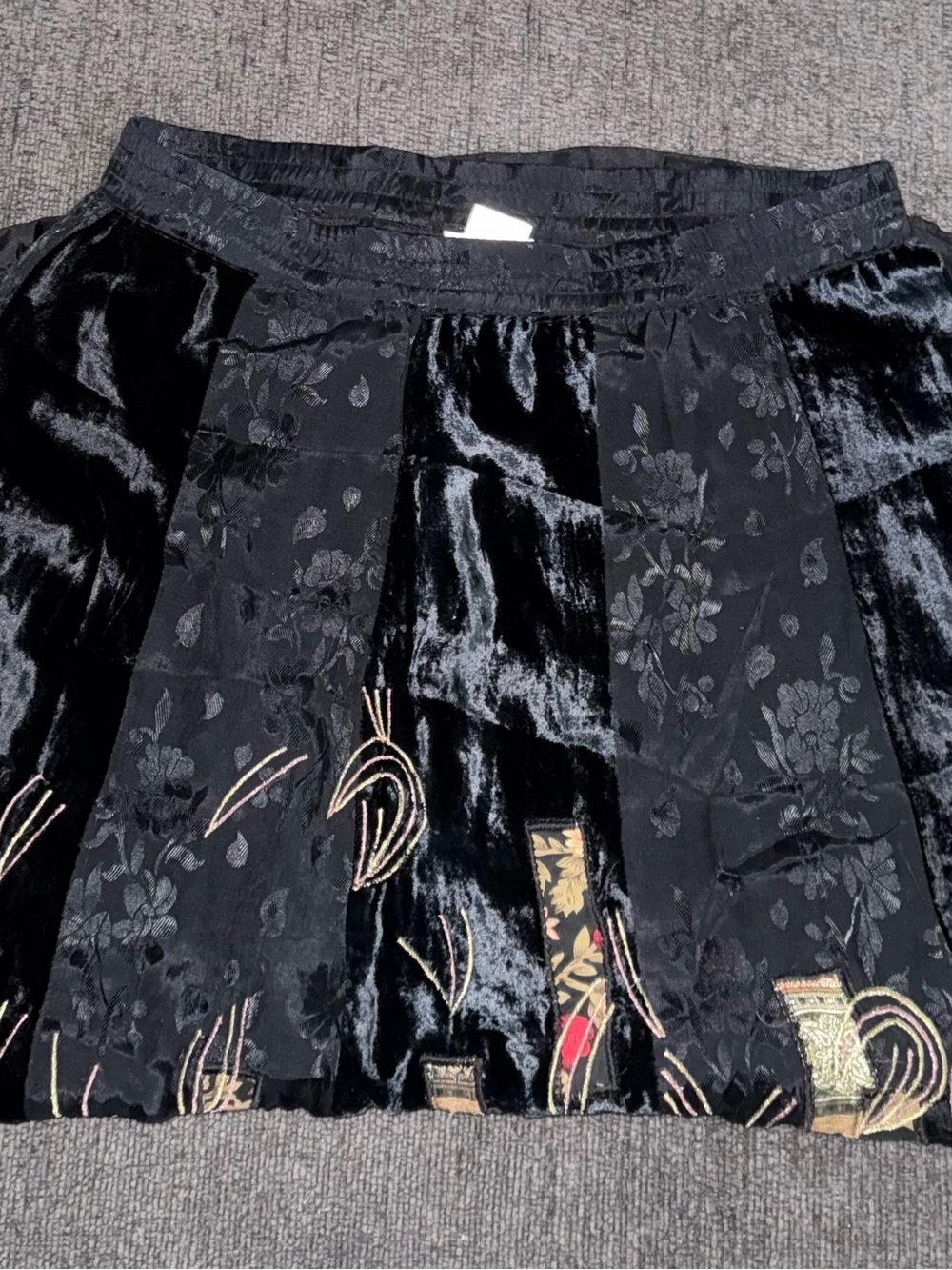 Coldwater Creek Black Velvet Patchwork Maxi Skirt with Accent Panels - Picture 9 of 12